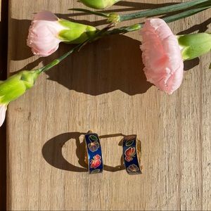 Vintage Blue Flower Clip on Earrings